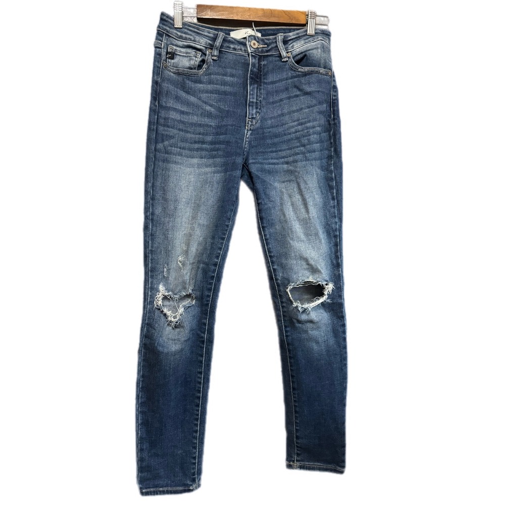 KanCan Skinny Jeans Womens 11/29 Blue Excellent Distressed Ripped Knee KC9139D